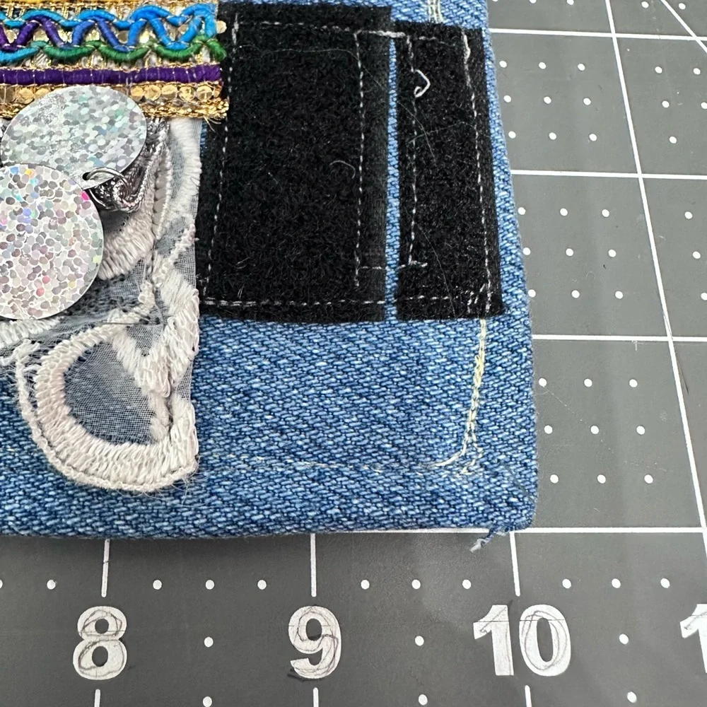 RUBYRUDI Cuff Bracelet Handcrafted OOAK Fabric Embellished Artisan Wearable Art